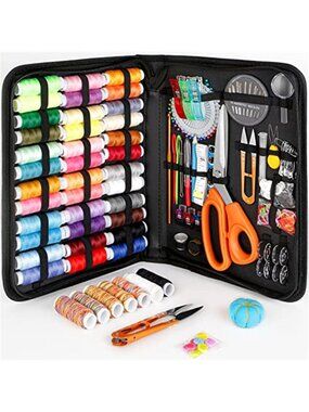 Sewing Kit 200 Piece Sewing Supplies Set Thread Needles Scissors Travel Bag